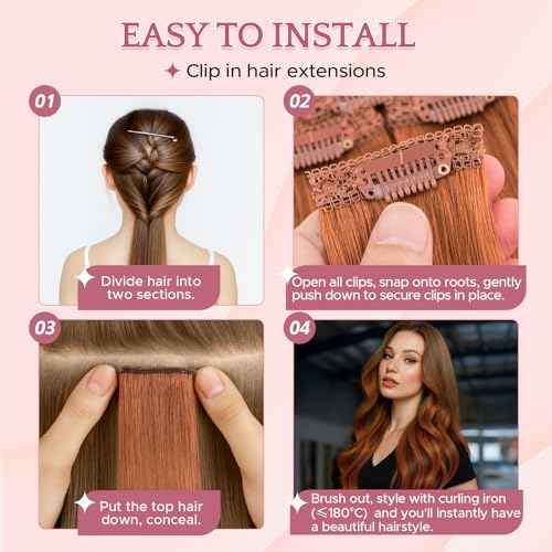 Clip in Hair Extensions Real Human Hair for Women, 14 Inch 36g 6pcs, Medium Brown Mix Dark Blonde, Straight - Highlight, Add Volume and Length for Daily Wear, Parties, Weddings