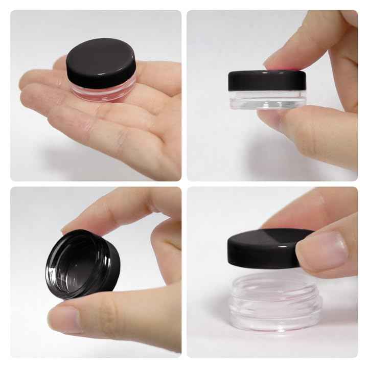 Beauticom 3G/3ML Round Clear Jars with Black Lids for Cosmetics, Medication, Lab and Field Research Samples, Beauty and Health Aids - BPA Free (Quantity: 200pcs)