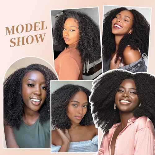 Afro Kinky Curly Clip Ins Human Hair 4C Hair Clip in Extensions Real Natural Human Hair for Black Women 8 pecs with 20 Clips 120g Natural Black Color 22 Inch