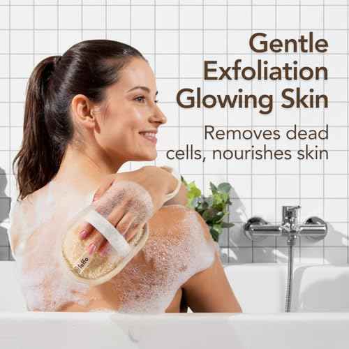 Loofah Sponge for Body Scrub, Exfoliating Body Scrubber & Shower Sponge Shower Scrubber, Loofah for Women and Men, Exfoliating Washcloth Alternative (2 Count, 1 Pack, Oval Shape)