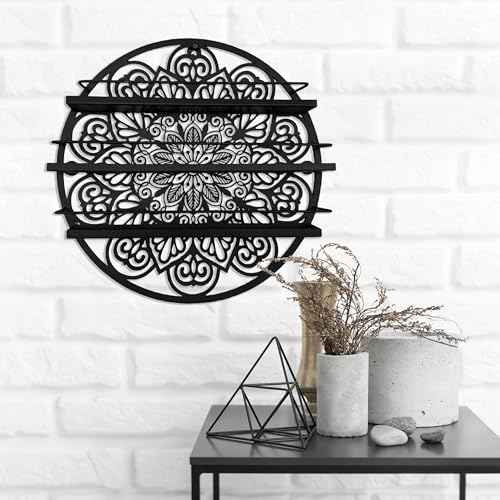 Mandala Shape Shelves - Essential Oil & Nail Polish Organizer - Wall Mounted Round Rack - Display Holder - Spice Rack - Black or Gold