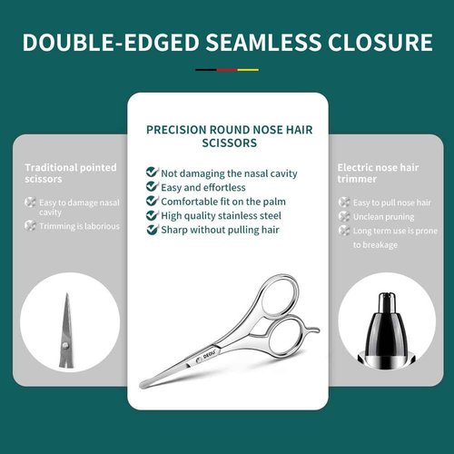 DEOU Nose Hair Trimmer - Paris Tower - Inspired Design with Tail Handle - Premium Stainless Steel - All - in - One Grooming & Multipurpose Shears - Safe, Hygienic & Portable