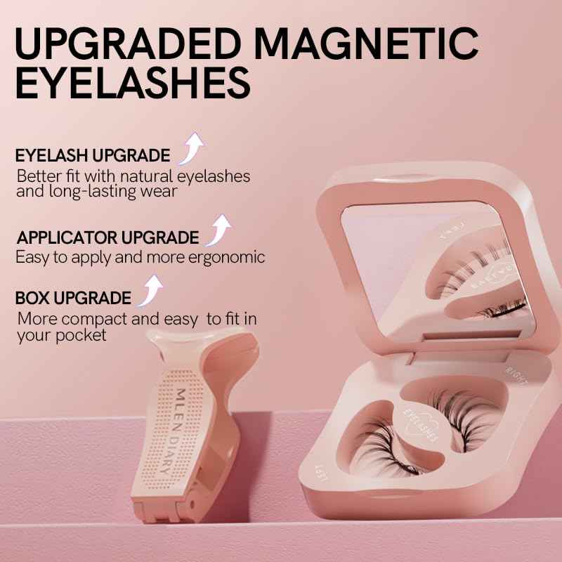 Magnetic Eyelashes with Applicator Natural Reusable Soft Magnetic Lashes Without Eyeliner, Glue-free False Eyelashes Lightweight, Waterproof, Easy to Wear, No Makeup Remover Required(Photogeic Style)