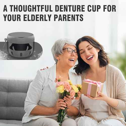 Denture Bath Box Cup, Leak Proof Denture Cup Kit Portable Retainer Case for Travel, Denture Case Cleaning Care for Dentures Aligner Mouth Guard with Denture Brush,Strainer, Removal Tool and Mirror