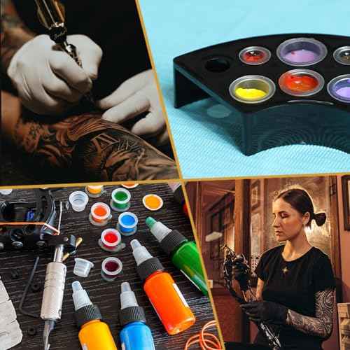 300pcs Tattoo Ink Caps with 2pcs Tattoo Ink Cups Holder - SML Mixed Size Tattoo Caps Tattoo Cups with Wide Cup Edge Tattoo Ink Mixer Set Tattoo Supplies
