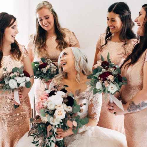 Bridesmaid Proposal Gifts 8 Pieces Mini Dry and Wet Travel Detangling Brush, Bachelorette Party Accessories, Dusty Blue