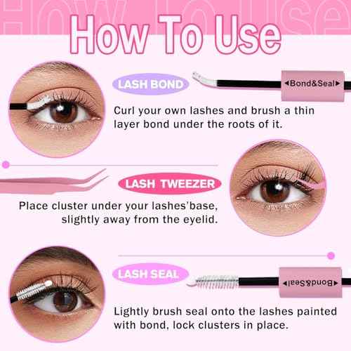 Lash Extension Kit DIY 320pcs Lash Clusters Eyelash Extension Kit, 9-16mm 20D 50D Individual Lashes Kit with Lash Bond and Seal, Lash Tweezers for Self Use (20D&50D, 9-16mm, Kit)