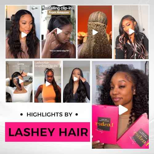 Lashey Clip in Hair Extensions Real Human Hair 110g Kinky Straight Seamless Clip in Hair Extensions Natural Black 14 Inch Human Hair with Invisi Edge for Black Women