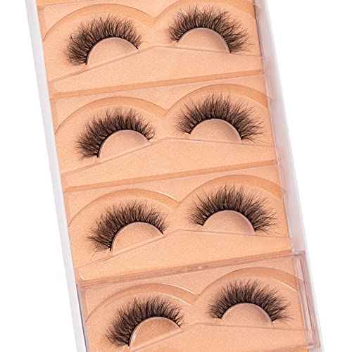 DYSILK Wispy Lashes False Eyelashes - Mink Lashes 5 Pairs 6D Faux Eyelash Extension False Eyelashes Mink Lash Natural Look Fake Eyelash Reusable Strip Lash Kit | Wispy-10-15mm