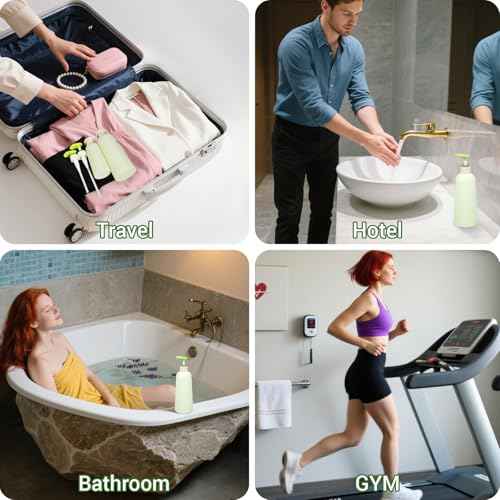 16.9oz Travel Shampoo Bottle with Flip Cap, Refillable Plastic Pump Bottles Dispenser for Soap, Shampoo, Lotions, Liquid Body Wash, Creams and Massage Oil (2Pack, 16.9oz/500ml)