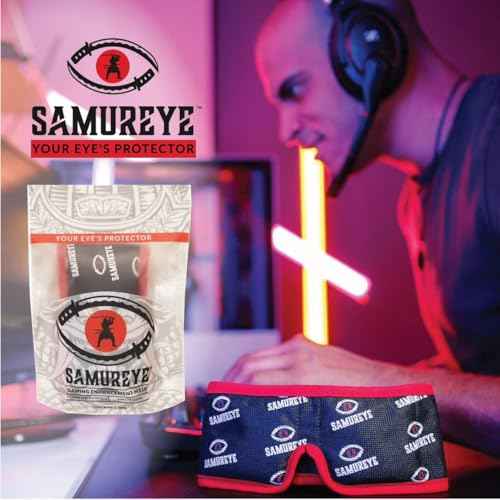 Bruder Samureye Gaming Enhancement Mask l Microwaveable moist heat mask l Improve gaming performance l Faster Reaction Times l Rejuvenates and Refreshes Eyes l Comfortable adjustable and hand washable