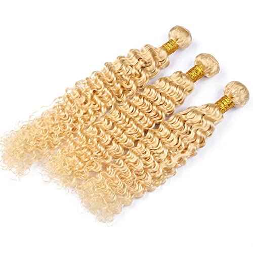 613 Deep Wave Bundle Blonde Human Hair 3 Bundles Brazilian Unprocessed Virgin Hair Extensions Double Weft Bundle For Women 26 28 30 Inch