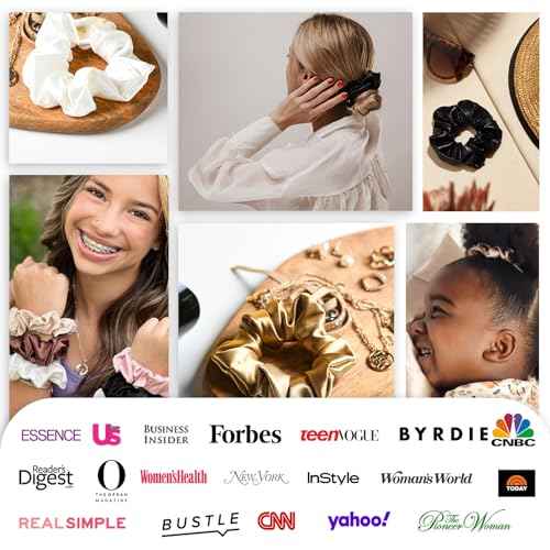 Celestial Silk Mulberry Silk Scrunchies for Hair (Lavender, White, Pink with Rhinestones)