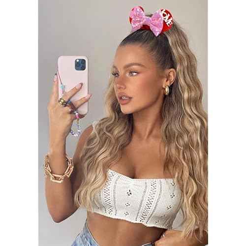 Mouse Ear Hair Scrunchies for Women, Sequins Hair Bow Scrunchies Velvet Mouse Ears Hair Ties for Ponytail Party Favors Cute Hair Accessories