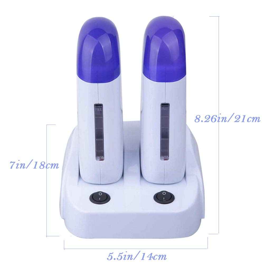 Nynelly Portable Double Depilatory Roll on Wax Warmer with Heater Base for Women Men Hair leg, Armpit, Bikini