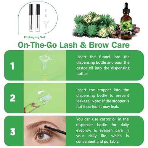 Jamaican Black Castor Oil - Organic Cold Pressed Black Castor Oil in Unrefined Glass Bottles for Hair Growth, Eyebrow Nourishment, Skin Care,and Belly Fat