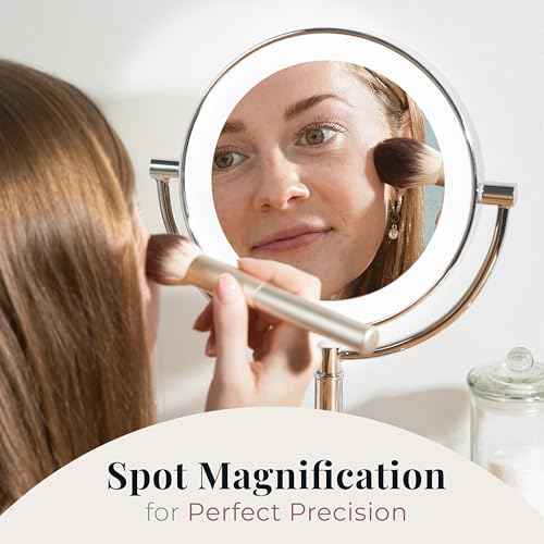 Zadro Laguna 11" LED Lighted Makeup Mirror with Magnification (Large | 15" x 11" | 5X/1X, Polished Nickel)