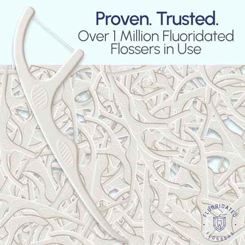 Fluoride Floss Picks - Enhanced Cavity Protection, Unflavored Floss Picks. Shred Resistant Nylon Flossers, 180 Count, Dentist Designed and Backed by Science
