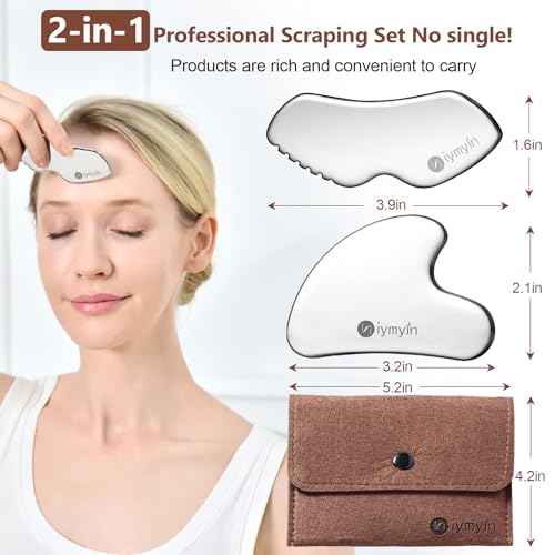 2 Pcs Stainless Steel Gua Sha Facial Tools Set, Face and Body Skin Massage, Facial Scraping Tools for Jaw Lift Massager, Puffiness Reduction, Lymphatic Drainage & Skin Tightening, Gift