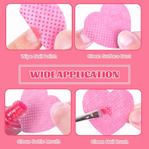 MAYEEN Lint Free Nail Wipes 400PCS Heart Shape Nail Polish Remover Wipes No Lint Soft Cleaning Wipe for Nails & Eyelash Extensions Nail Supplies
