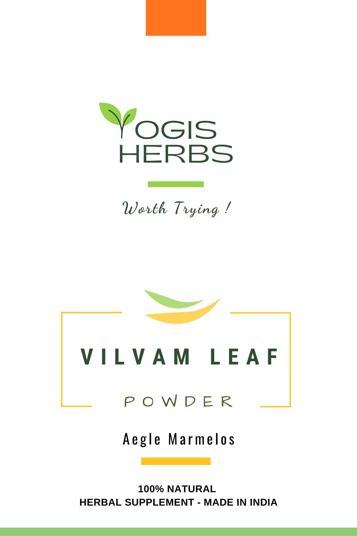 YOGIS HERBS Premium Vilvam Leaf Powder (Aegle Marmelos/Bael/Bilva) 1 Lb Fresh & Pure 16.0 Ounce (Pack of 1) Green