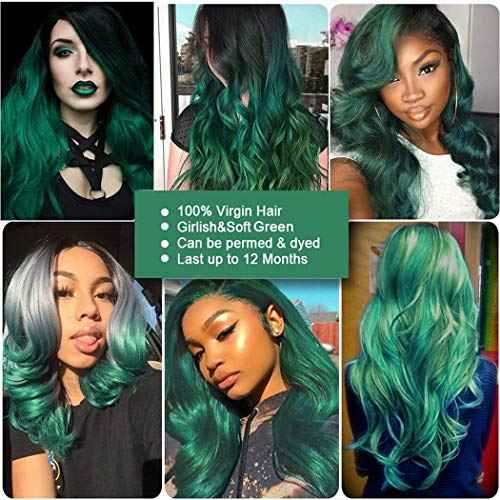 Ombre Green 1 Bundle Hair Ombre 1B/Green Color Body Wave Hair Bundles Unprocessed Virgin Human Hair Extensions for Women (18", 1B/Green)