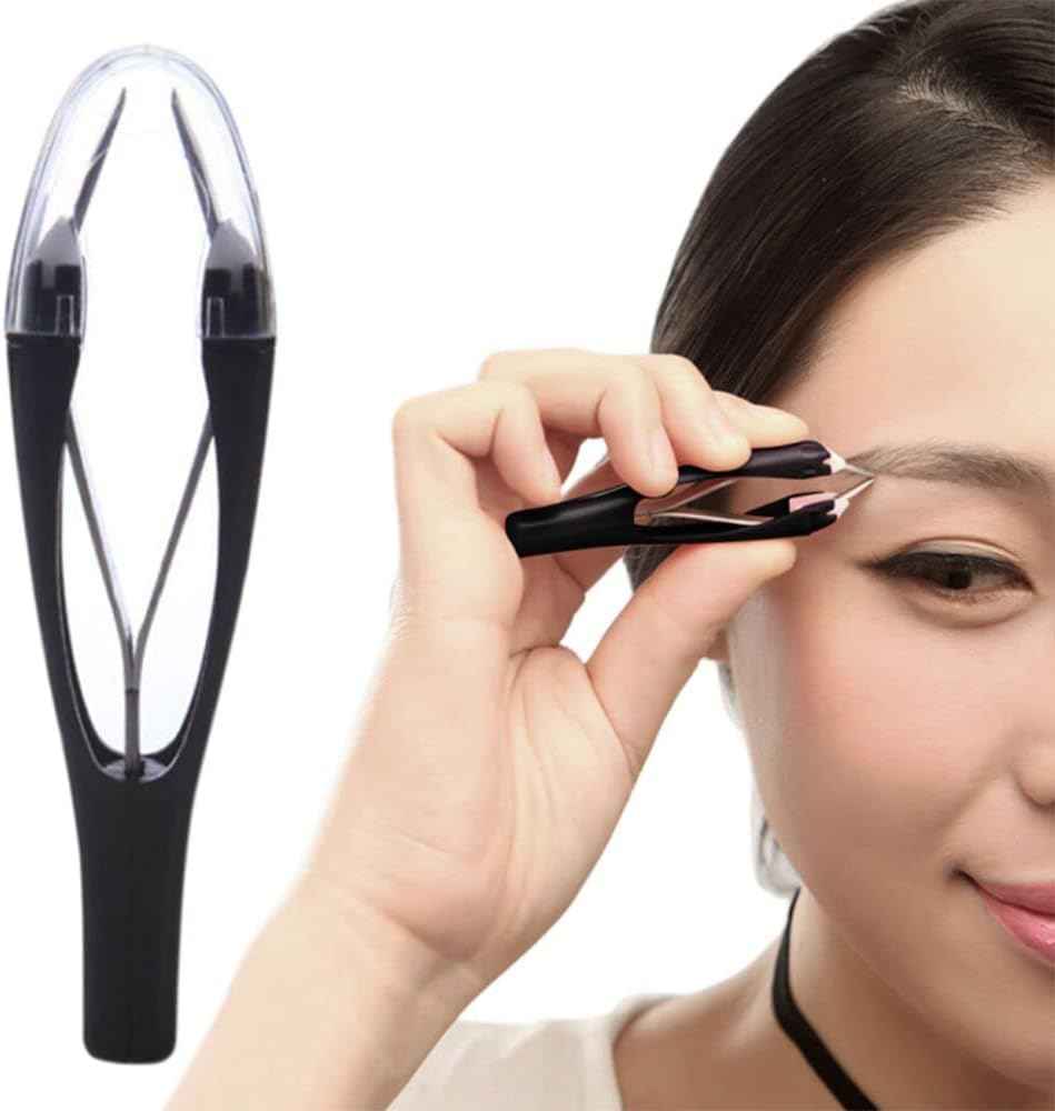 Black Automatically Retractable Eyebrow Tweezers Stainless Steel Tweezers for Women Facial Hair and Ingrown Hair Removal Hair Removal Tweezer Shave and Hair Removal