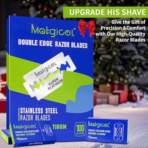 Double Edge Razor Blades for Men - 100 Count Men's Safety Razor Blades for Shaving Premium Platinum Japanese Stainless Steel - Durable, Smooth and Clean Shaves