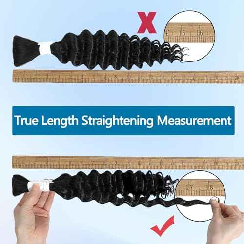 Human Braiding Hair Boho Braids Human Hair 110g 20 Inch Deep Water Wave Bulk Human Hair for Braiding No Weft Bundle 12A Brazilian Virgin Curly Hair Extensions Wet and Wavy Human Braiding Hair