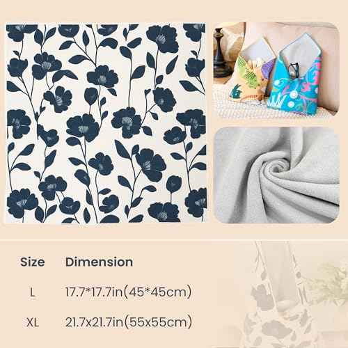 Self-Adhesive Magic Cloth Portable lazy Makeup Bag Cosmetic Pouch Widely Used for Camera Lens Wrap,Protective Cover Laptop Sleeve,Folding,Washable(17.7" X 17.7"Flower)