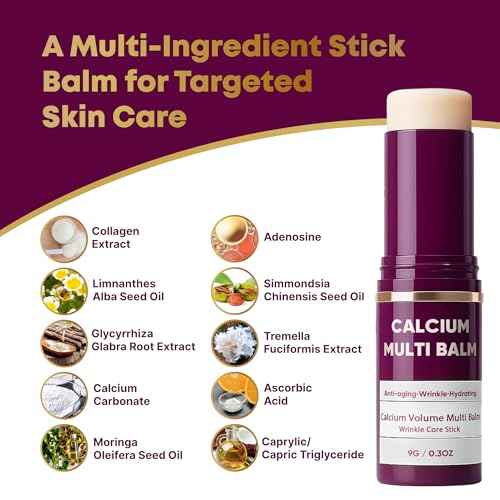 Layla Mae Calcium Volume Multi Balm Stick - Anti-Wrinkle Face Lift Firming & Tightener Skincare - Wrinkles Smooth Skin Eye Lip & Neck Care Hydrating Moisturizing Multi-Balm with Collagen
