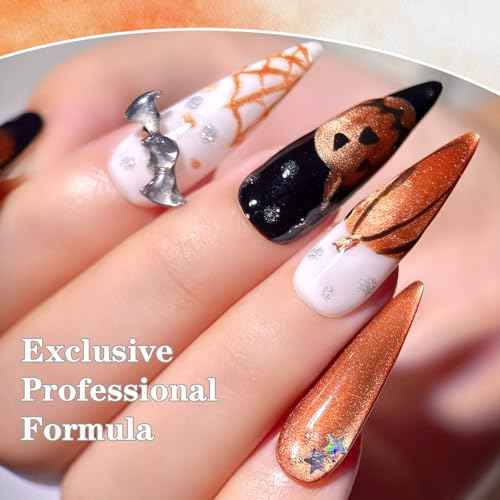 senvenski Jelly Glass Cat Eye Gel Nail Polish with Magnet 15ML Magnetic 3D Galaxy Holographic Glitter Translucent Sheer Color Gel Polish Salon Home DIY (Amber, 0.5fl oz)