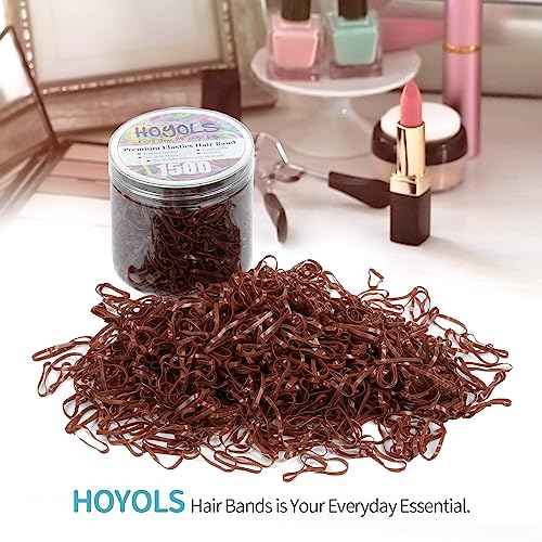 HOYOLS 1500 Pcs Brown Elastic Hair Bands ? Small TPU Rubber Bands for Girls & Women, No Damage Hair Ties, Stretchy Ponytail Holders for Fine, Thin to Medium Hair (Brown)