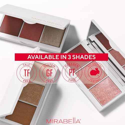 MIRABELLA - Spellbound Pro Face Trio Powder and Cream Blush Palette with Powder Highlighter & Cream Blush, Lightweight Buildable 3-in-1 Highlighters Makeup for a Sculpted Look, All Skin Types