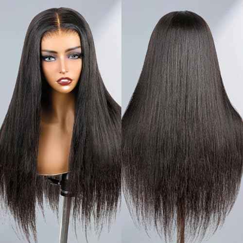 24 Inch Straight Wear and Go Glueless Wigs Human Hair Pre Plucked Pre Cut HD Lace Front Wigs Human Hair 180% Density 7x5 Straight Lace Closure Wigs for Women Bye Bye Knots