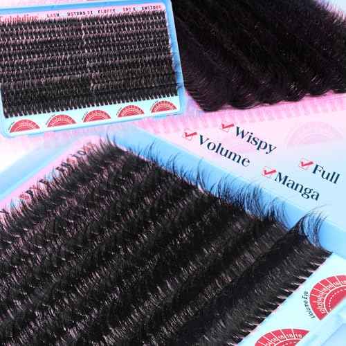 calphdiar Cluster Eyelash Extensions 70D Lash Clusters 360PCS Individual Lashes Fluff Eyelash Clusters D-curly Wispy Lashes Clusters 10-18mm DIY Eyelashes Fairy False Lashes Extension