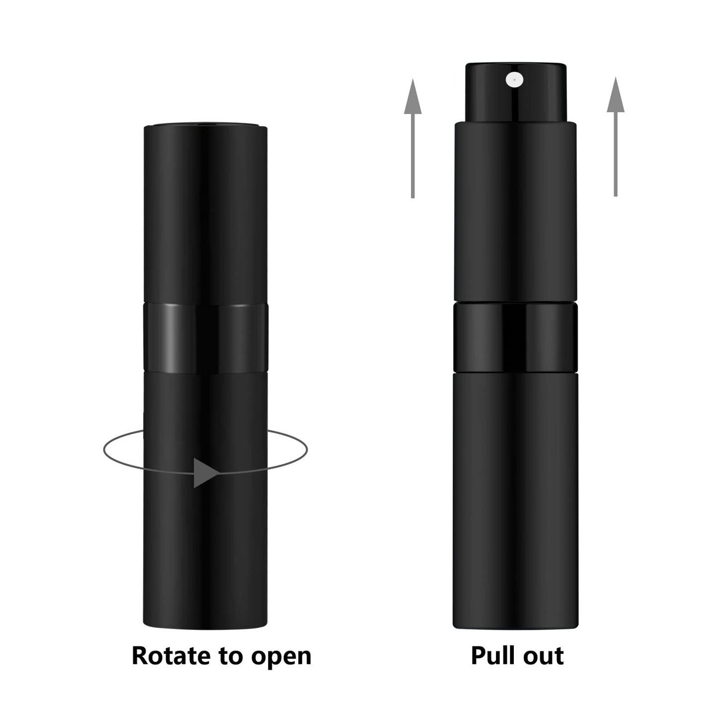 Lil Ray 8ml/14pcs Portable Mini Perfume Atomizer, Refillable Empty Small Spray Bottle for Travel, Twist Type Pocket Cologne Sprayer(Matte Black)