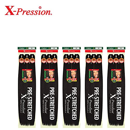 Outre Braids X-Pression Braid Premium Pre Stretched Braid 72'' 3X (5-PACK, 1)