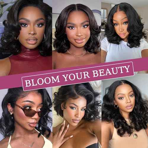 Body Wave Human Hair Bundles with Frontal (10 10 12 12+10Frontal) 12A 4 Bundles Human Hair with Closure 13x4 HD Lace Frontal 100% Unprocessed Brazilian Virgin Hair