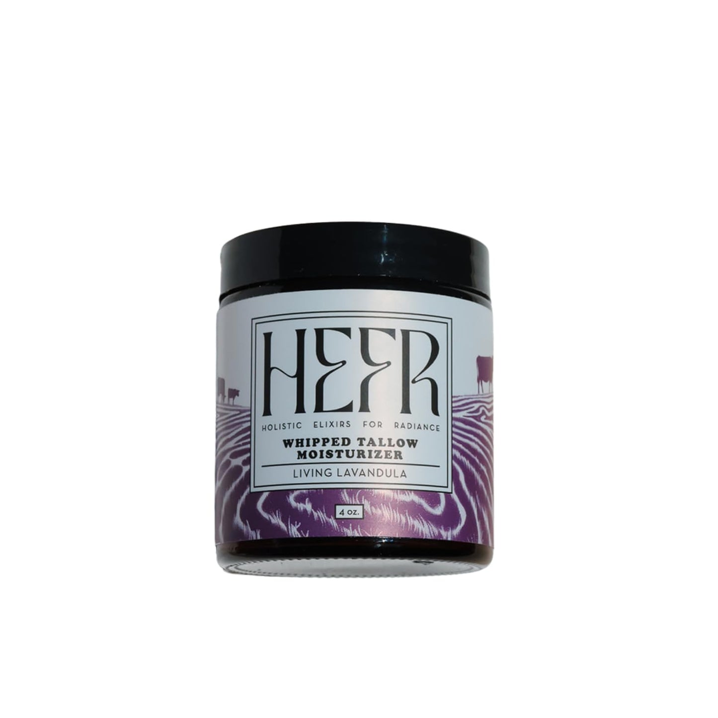 HEFR 100% Grass Fed Beef Tallow for Skin Care, All-Natural Face and Body Whipped Beef Tallow Moisturizer, Organic Beef Tallow Moisturizer for Skin, Face and Body Lotion - (Living Lavandula) 4 oz