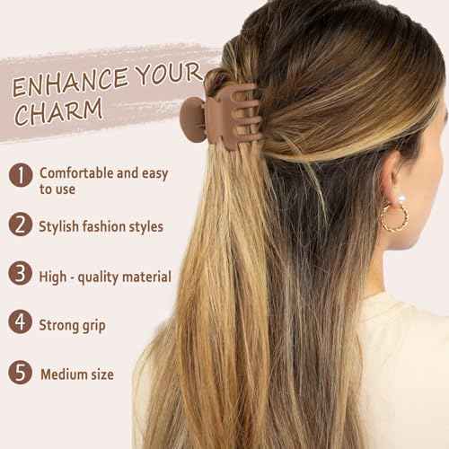 6 PCS Small Claw Clips for Women, Matte Medium Hair Claw Clips for Thin Fine Hair, Strong Hold Hair Clip, Durable Non-slip Short Hair Accessories