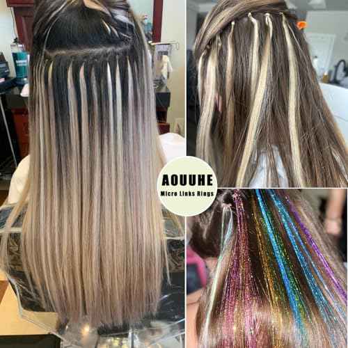 500 Pcs Micro Link Rings Beads for Hair Extensions 5mm Silicone Lined Beads Microlinks Hair Extensions Tool (Black, 5.0mm)