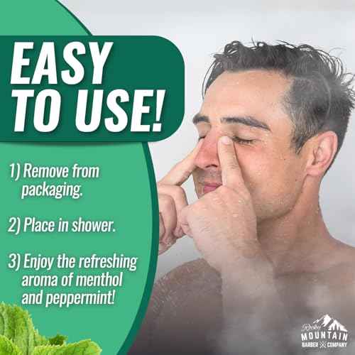 Mountain Mint Shower Steamers 7 Pack ? Made in USA with Extra Strong Scent- Essential Oil Aromatherapy with Eucalyptus, Peppermint & Menthol - Refreshing Scent for Stress Relief