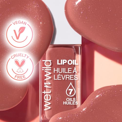 wet n wild Lip Oil - Lightweight, Non-Sticky, Hydrating & Nourishing Formula with 7 Conditioning Oils, Vegan & Cruelty-Free - Cocoa Rose