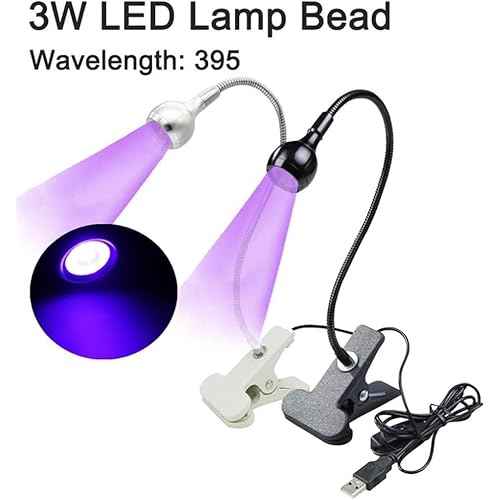 USB 3W LED UV Ultraviolet Phone Glue Curing Lamp,UV Led Nail Lamp for Gel Nails,Portable Clamp Flexible Desk Lamps for Mobile Repair,Plug and Play Purple