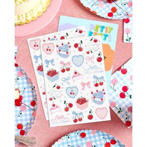 xo, Fetti Cherry Temporary Tattoos - 50 Iridescent Foil Pcs | Ma Cherie Baby Shower, Cherry on Top Bachelorette Decorations, Birthday Decor, Kids Picnic Tablescape