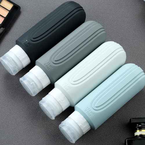 Travel Bottles for Toiletries, Large 6oz Oversize Containers, BPA Free Leak Proof Tubs Refillable Liquid Traveler Accessories with Toiletry Bag for Cometic Shampoo and Lotion Soap (4 Pack)