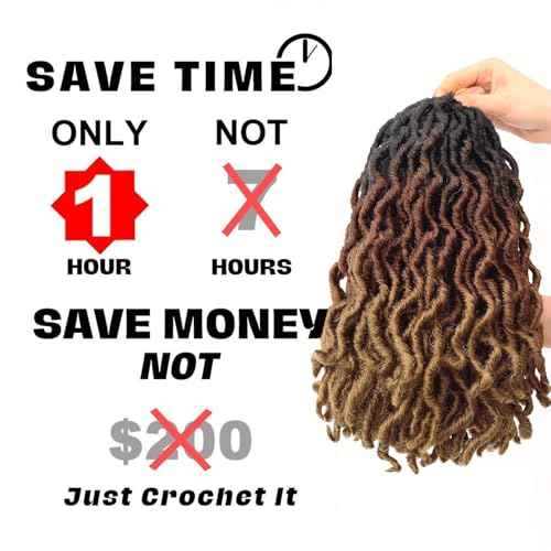 Faux Locs Crochet Hair 10 Inch 6 Packs 3 Tone Ombre Blonde Goddess Locs Crochet Hair for Black Women, Prelooped Gypsy locs Crochet Hair for kids Wavy Dreadlocks Crochet Hair Extensions, 1B/30/27