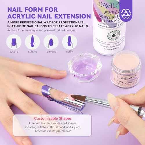 SAVILAND Acrylic Nail Kit for Beginners: Professional Nail Kit Acrylic Set with Practice Hand 400pcs Nail Tips Electric Nail Drill Pure EMA Acrylic Nail Kit for Nail Extension Home Salon Use