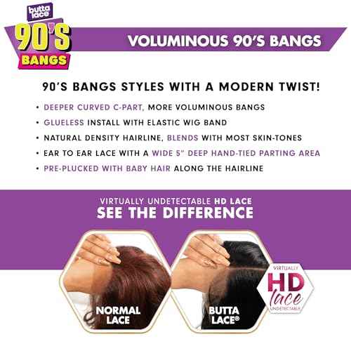 Sensationnel Butta Lace 90Sbangs Wigs - Unit 907 Glueless Wide Deep Part Synthetic Preplucked Hairline (GINGERCOPPER)